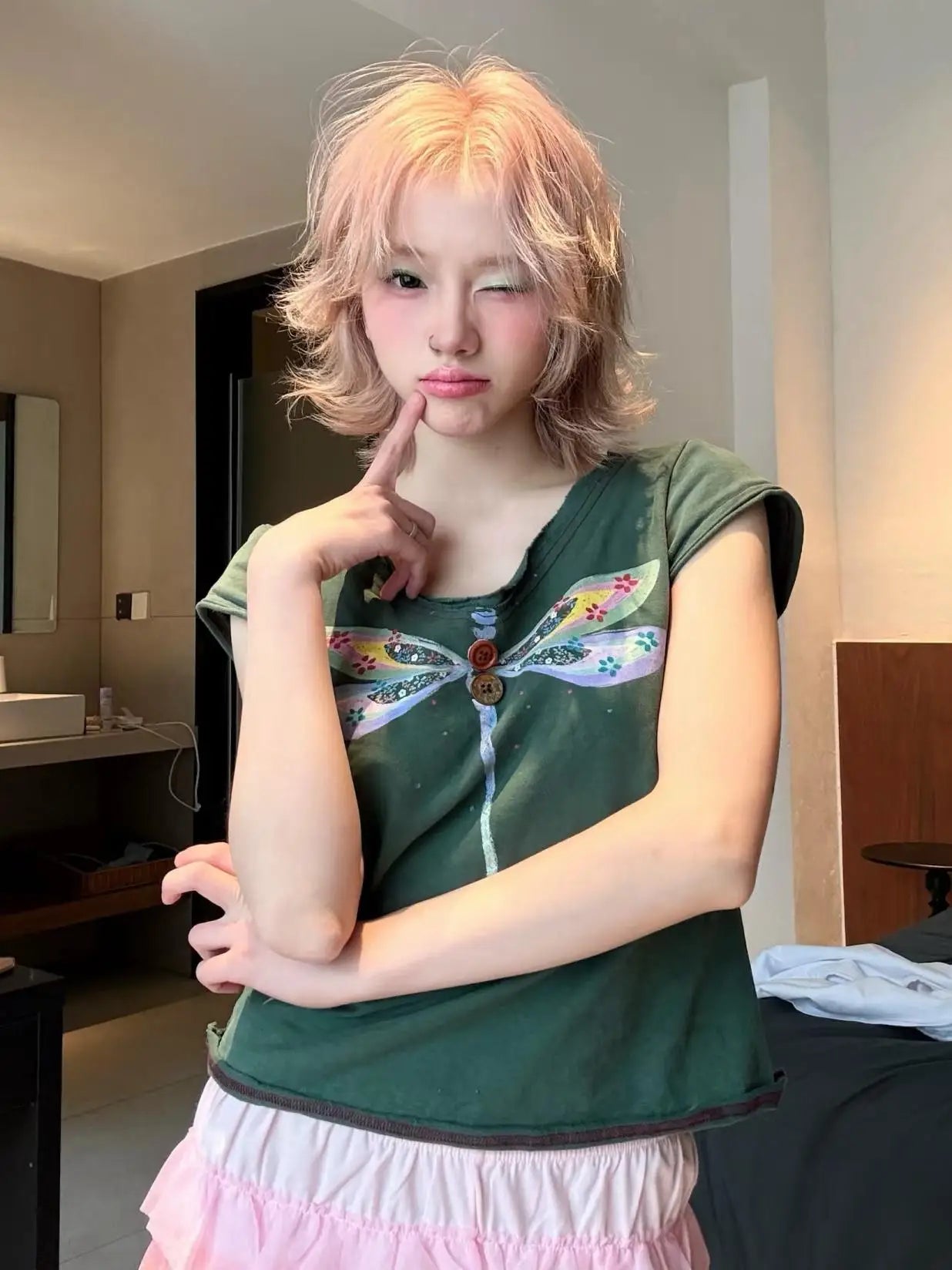 Cathy Dollette Harajuku Print  Short Sleeve  Japanese Crop Top Grunge Top2000s  Tshirts