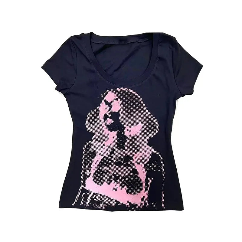 Cathy Dollette Trashy  TopJapanese 2000s s Short Sleeve  Vintage Harajuku Graphic T Shirts Grunge American Retro