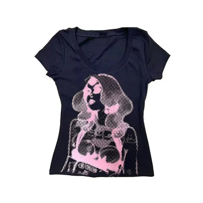 Cathy Dollette Trashy  TopJapanese 2000s s Short Sleeve  Vintage Harajuku Graphic T Shirts Grunge American Retro