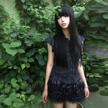 Cathy Dollette Ruffled Sleeveless Blouse