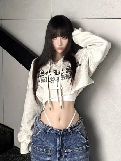 Cathy Dollette Streetwear Graphic T Shirts  Hooded Print Autumn TopKorean Fashion 2000s Clothes  Tees Female Clothing