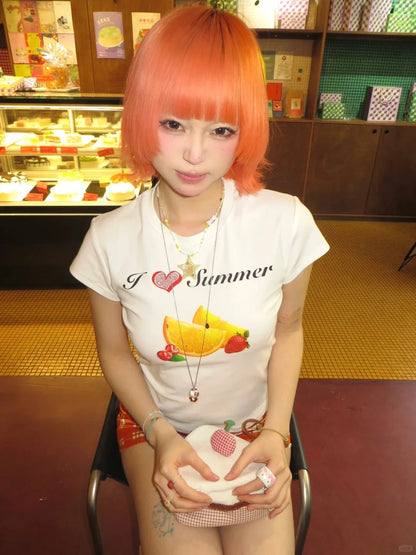 Cathy Dollette Fruit Short Sleeve White Tee
