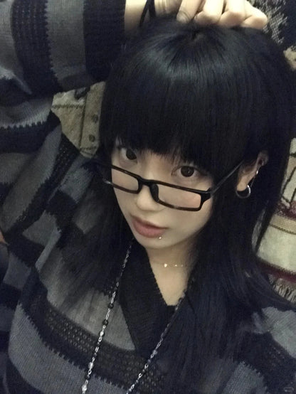 Cathy Dollette  2000s Sweater  Loose Casual Striped Pullovers Streetwear  Japanese Grunge TopE-girls Fairycore