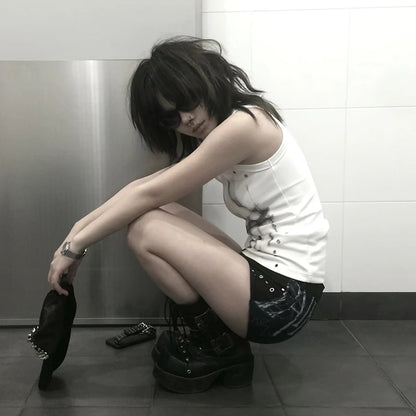 Cathy Dollette Grunge s Tattoo Print Tank Top Trashy 2000s Style Sleeveless TopJapanese  Punk TankTopAmerican Retro Emo