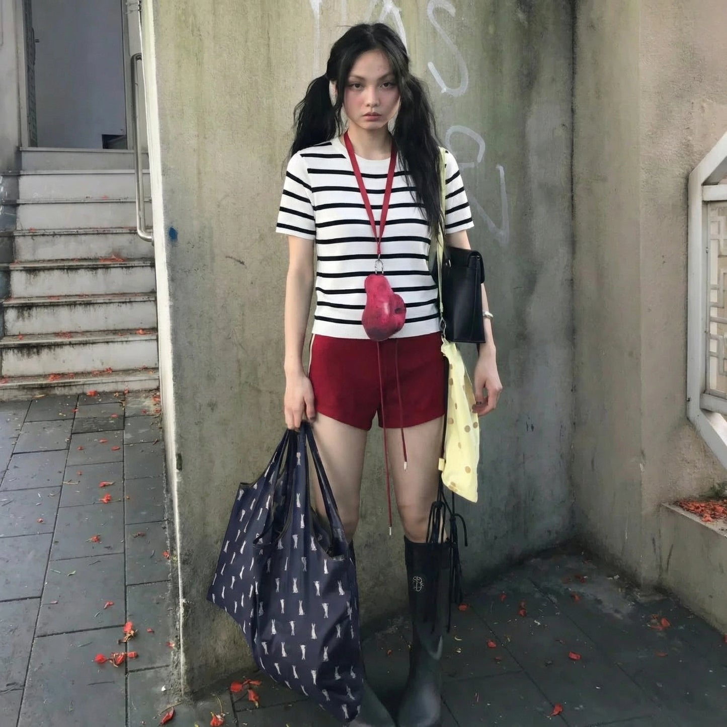 Cathy Dollette  Korean Style Striped 's  Short Sleeve  Vintage TopAmerican Retro Streetwear s Japanese 2000s