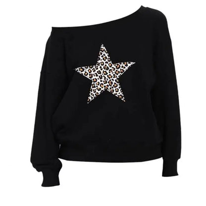 Cathy Dollette Pullovers Print Leopard Star 's Sweatshirts Long Sleeve Harajuku Hoodies 2000s Clothes  Autumn Spring TopLoose