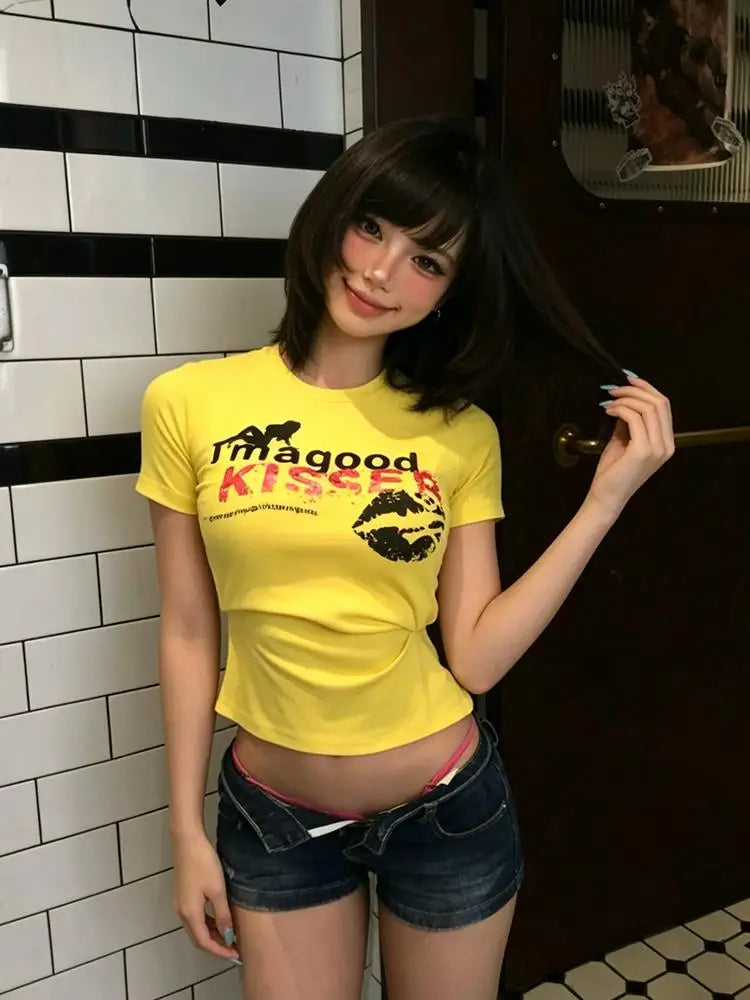 Cathy Dollett Yellow Short Sleeve Slim  Top