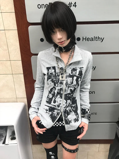 Cathy Dollette Graphic T Shirts 2000s Clothes  Tees Female Korean Fashion Long Sleeve Hotsweet Goth 's  Autumn Topchic