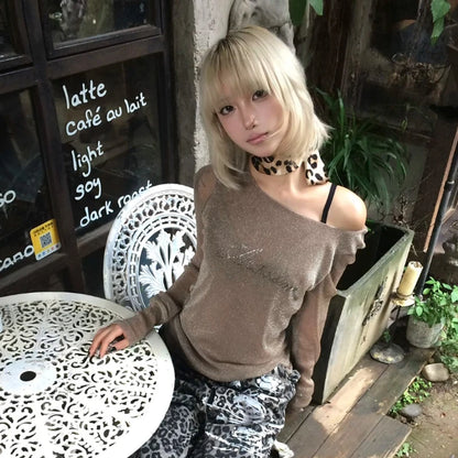 Cathy Dollette Brown glitter See Through Mesh Top