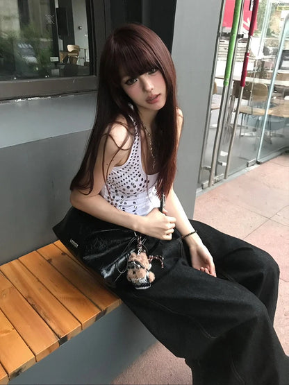 Cathy Dollette Sequined Tank Top  Clothes Sleeveless Tshirt American Retro 2000s Clothes  Summer Top Tanks Elegant