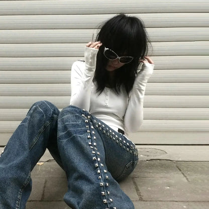 Cathy Dollette Trashy  Skull Print  Grunge s Fake Two-piece TopVintage 2000s Style Streetwear American Retro 90s