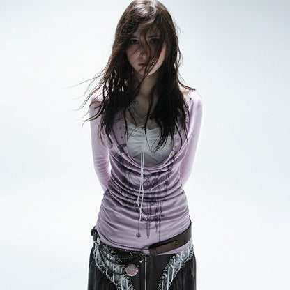 Cathy Dollette Grunge s Tattoo Print  Japanese  Fake Two-piece TopTrashy 2000s Style Streetwear Black Gothic Punk