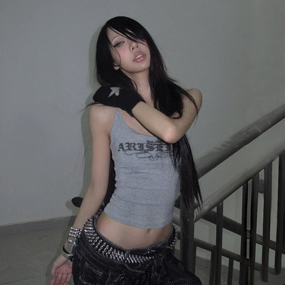 Cathy Dollette Gray Sleeveless Cami Crop Top