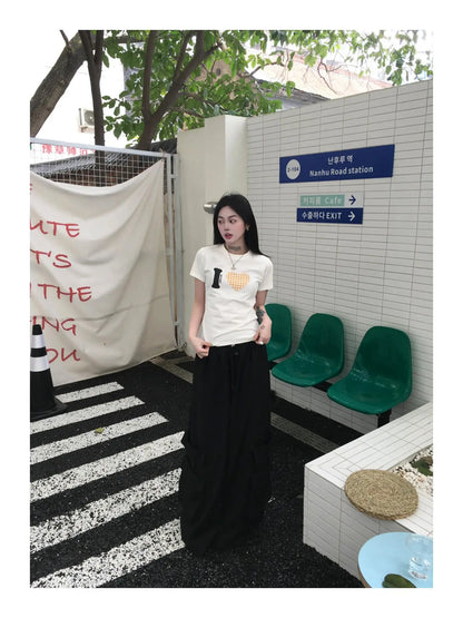 Cathy Dollette Summer Print   Short Sleeve Casual  Vintage Tee Top T Shirt American Retro Grunge TopTee