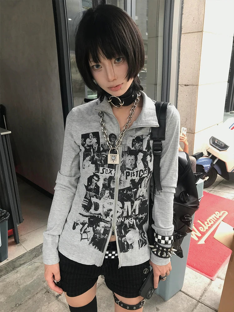 Cathy Dollette Graphic T Shirts 2000s Clothes  Tees Female Korean Fashion Long Sleeve Hotsweet Goth 's  Autumn Topchic