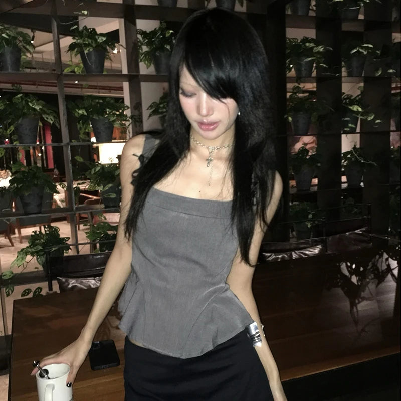 Cathy Dollette Grunge s Irregular Tank Top Trashy 2000s Style Bow-knot Camis TopJapanese  Sleeveless Crop Top American