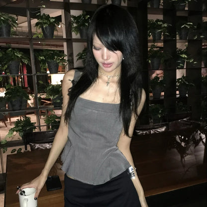 Cathy Dollette Grunge s Irregular Tank Top Trashy 2000s Style Bow-knot Camis TopJapanese  Sleeveless Crop Top American