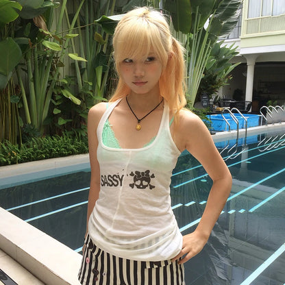 Cathy Dollette White See Through Tank