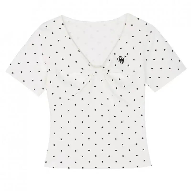 Cathy Dollette Sweet Polka Dot  Woman Clothes Short Sleeve Korean Fashion 2000s Clothes  Summer TopTees Female Clothing