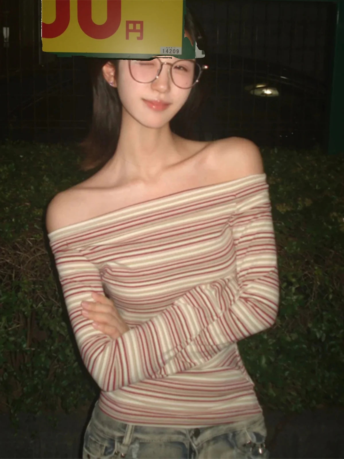 Cathy Dollette Vintage T Shirt  Striped Off Shoulder Crop Top Japanese 2000s Tee TopFemale Streetwear E-girls Tshirts