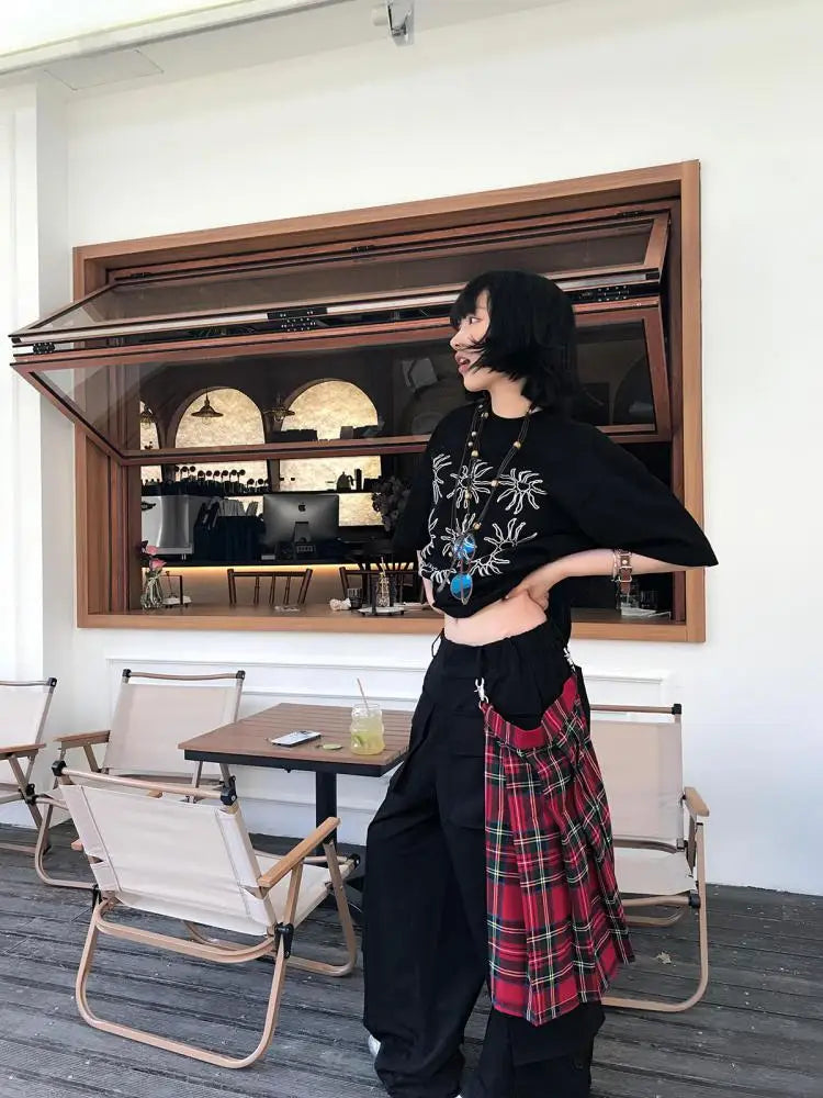Cathy Dollette Streetwear Black Graphic T Shirts Short Sleeve Cotton Tees Female Clothing 2000s Clothes  Loose Korean Fashion Summer