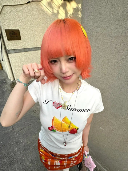 Cathy Dollette Fruit Short Sleeve White Tee