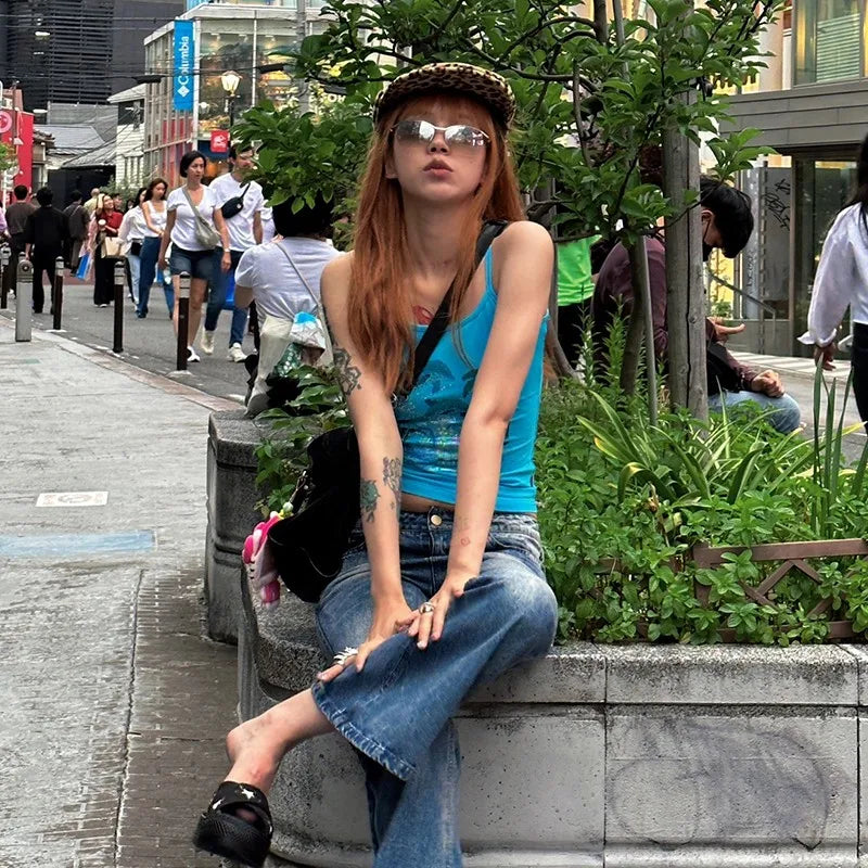 Cathy Dollette Camisole Japanese Harajuku Diamond Cami TopTrashy 2000s Tank Top Grunge Rhinestones Tanktops