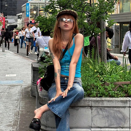 Cathy Dollette Camisole Japanese Harajuku Diamond Cami TopTrashy 2000s Tank Top Grunge Rhinestones Tanktops