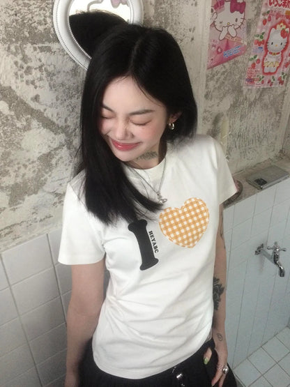 Cathy Dollette Summer Print   Short Sleeve Casual  Vintage Tee Top T Shirt American Retro Grunge TopTee