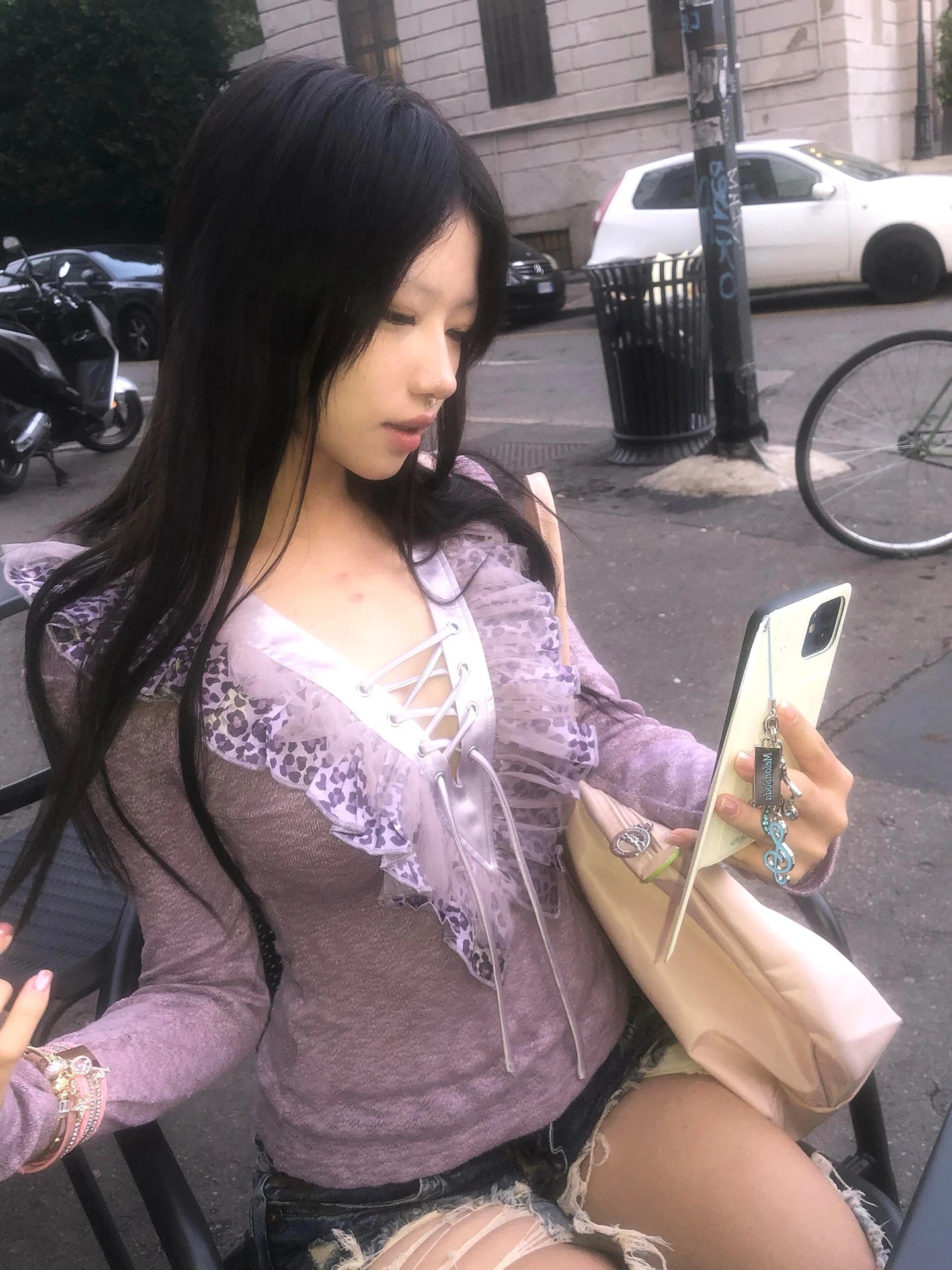 Cathy Dollette  2000s   Floral Ruffle Leopard TopPatchwork Lace Up Fairycore Knit Pullovers Japanese E-girl