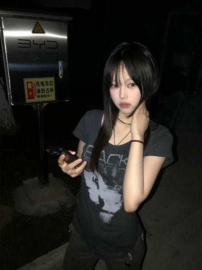 Cathy Dollette Hotsweet Print Letter Graphic T Shirts Woman Clothes Short Sleeve Summer Top2000s Clothes  Goth Tees Female Chic