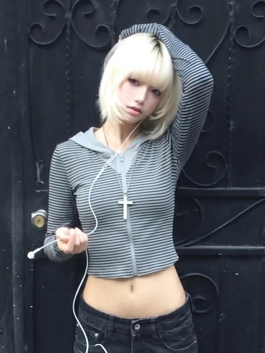 Cathy Dollette Striped Zip-up Hoodie