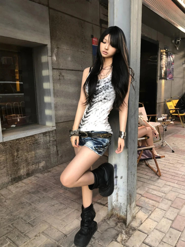 Cathy Dollette Tie Dye 2000s Clothes  Tank TopSleeveless Slim Sleeveless  Sexy Summer TopTanks & Camis Gothic Clothes
