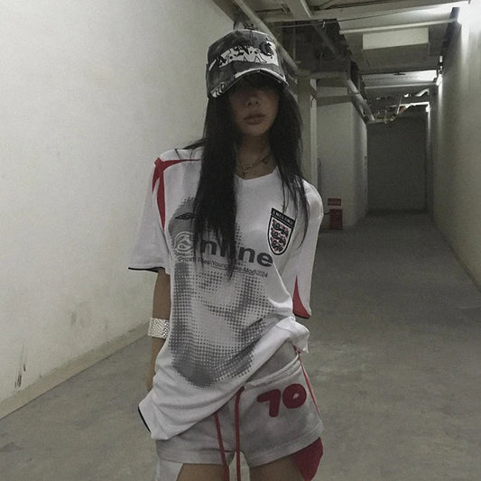 Cathy Dollette White Star Oversized Jersey Tee